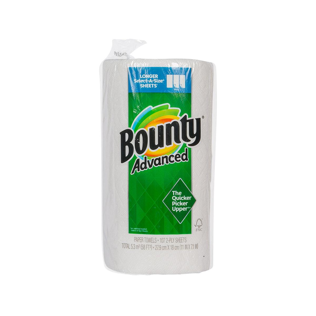 BOUNTY Advanced paper towel roll, white, front label packaging