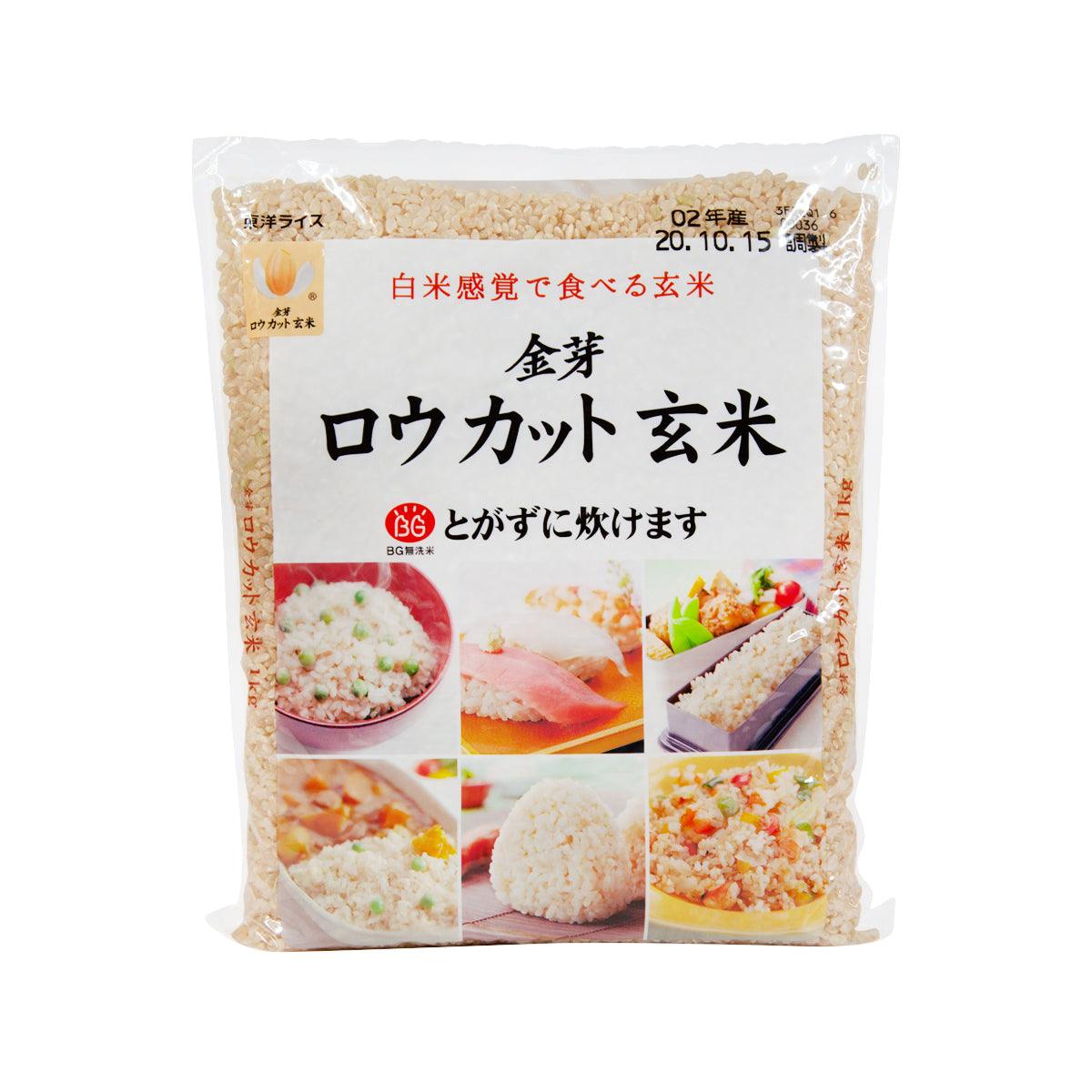TOYORICE Kinme brown rice 1kg in clear plastic bag with serving photos