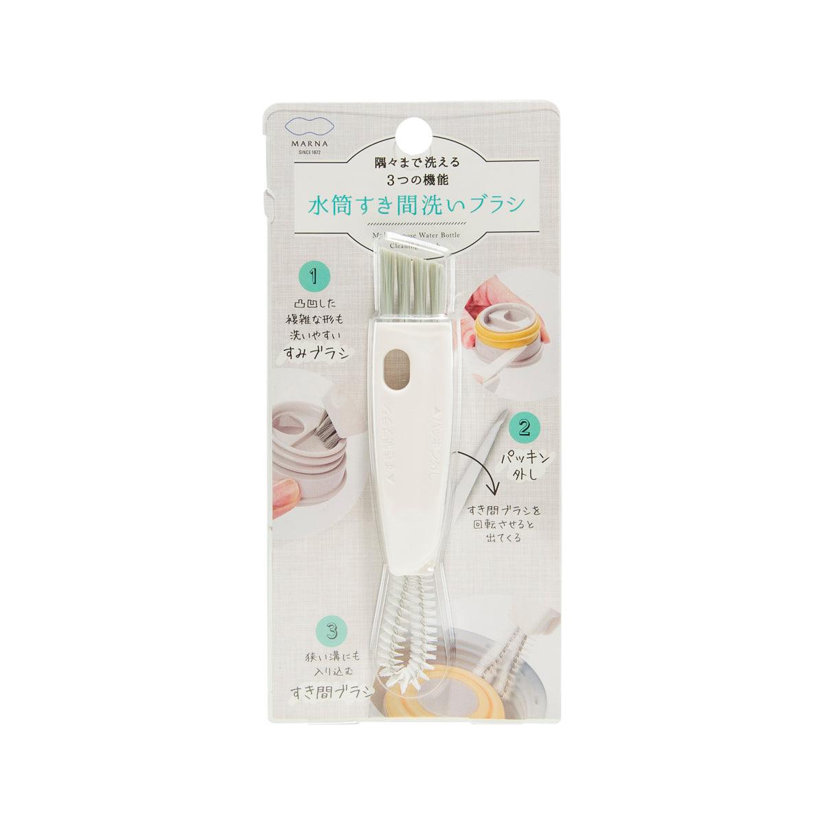MARNA bottle cleaning brush, white handle and bristle head on front package
