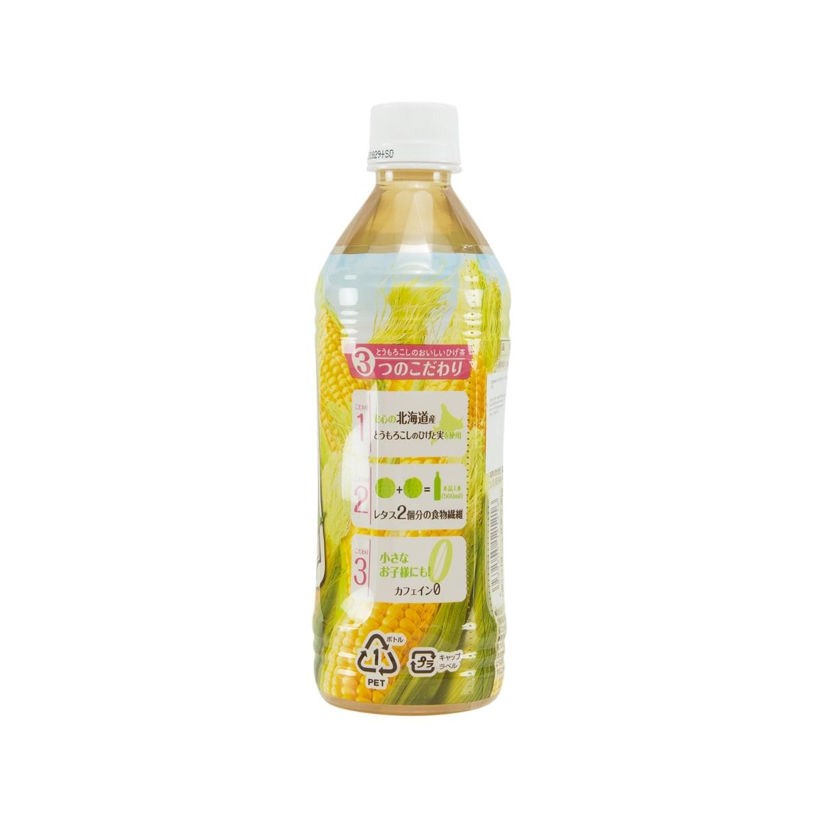 SURF corn silk tea beverage bottle with rear label, 500 mL amber drink