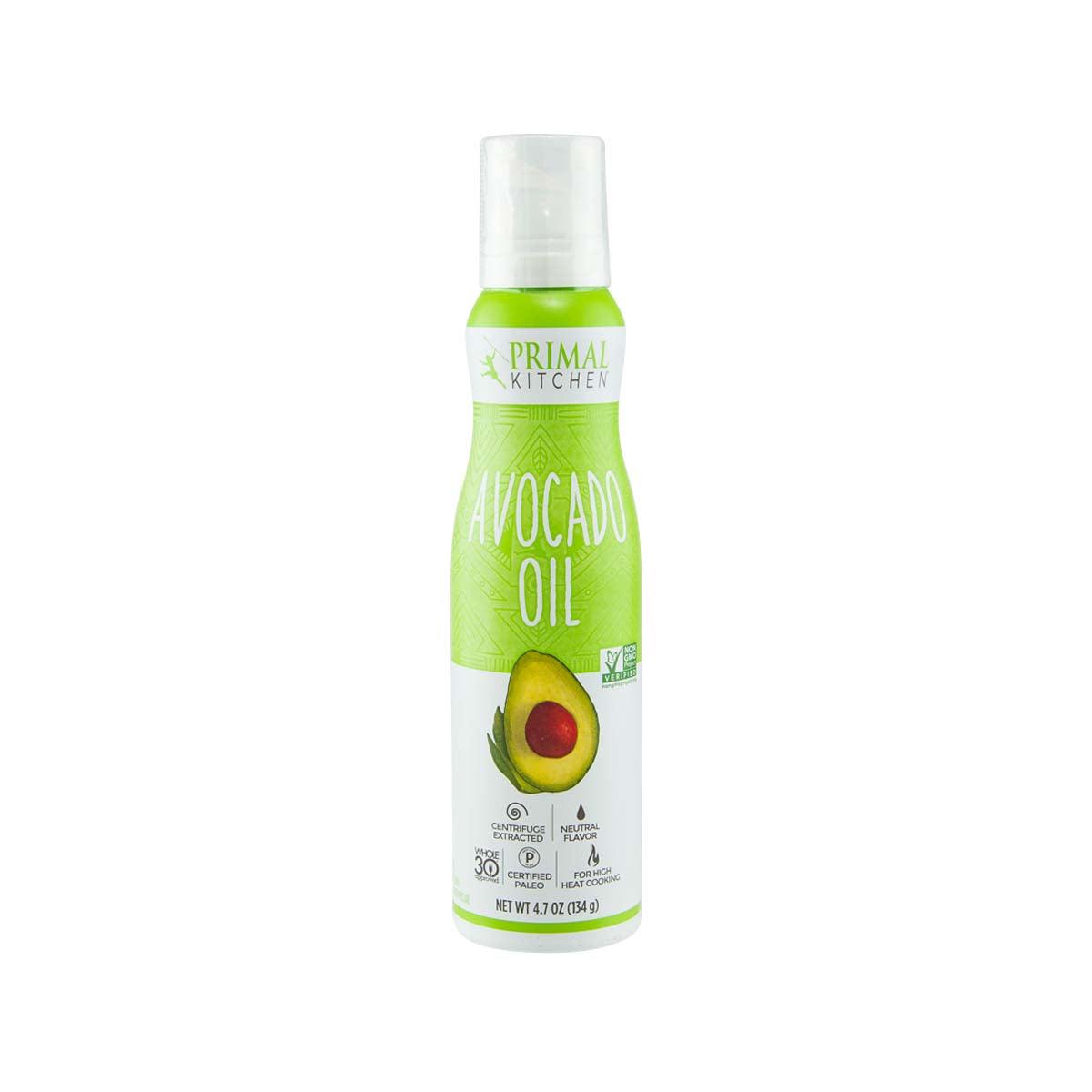 PRIMAL KITCHEN avocado oil high-heat cooking spray bottle with green label