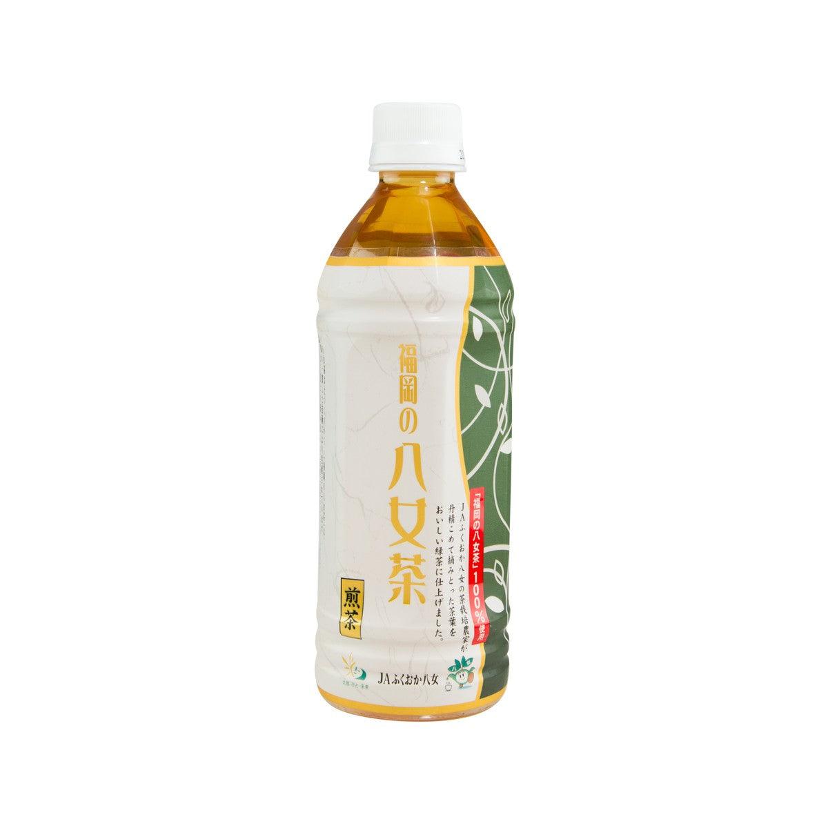 Yamecha green tea drink bottle, amber liquid, 500 mL, white screw cap