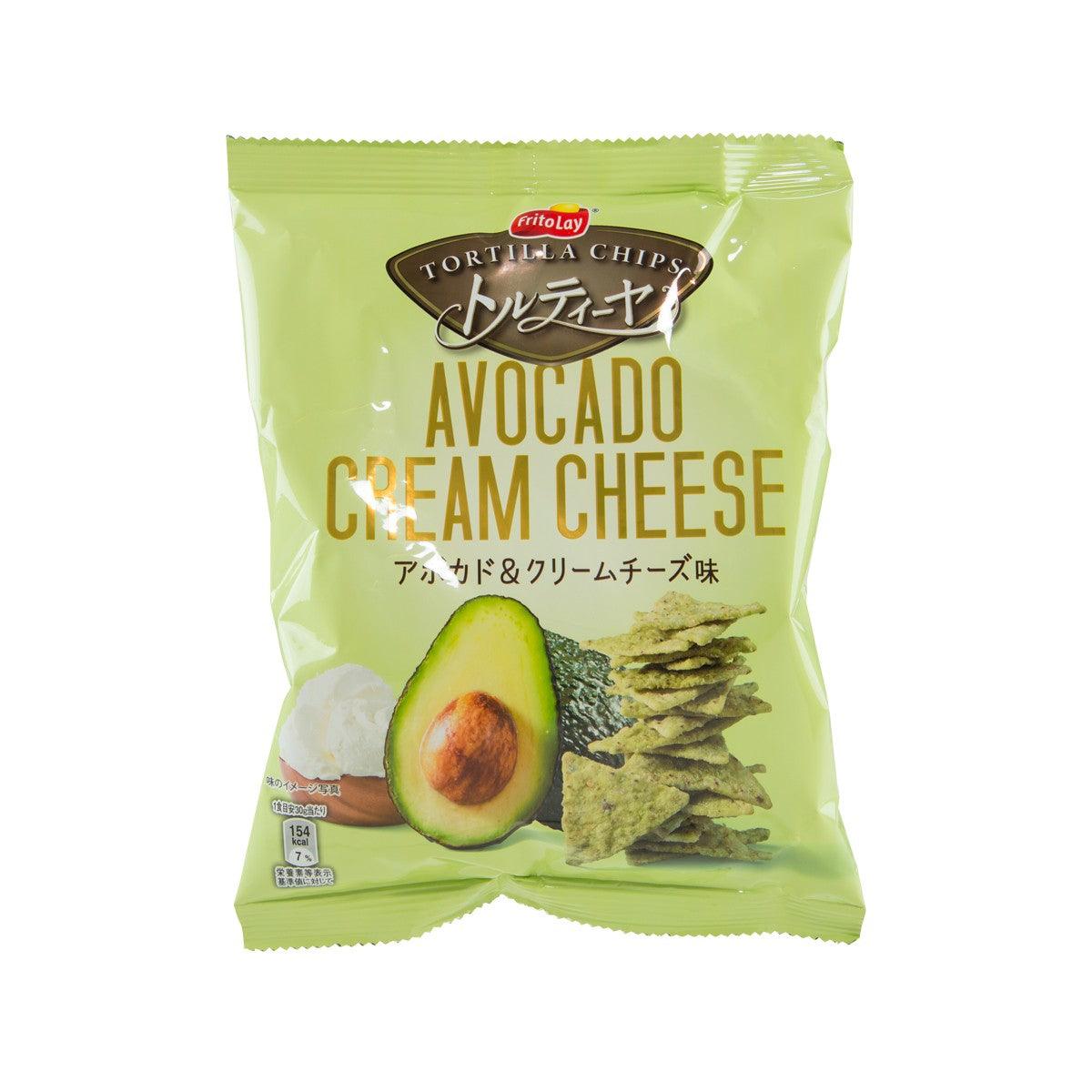 FRITO LAY tortilla chips bag, avocado & cream cheese flavor, green package