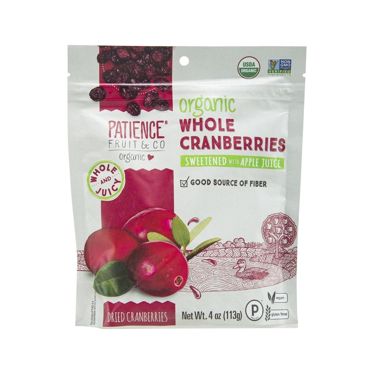 Organic whole dried cranberries bag, 4 oz (113 g)