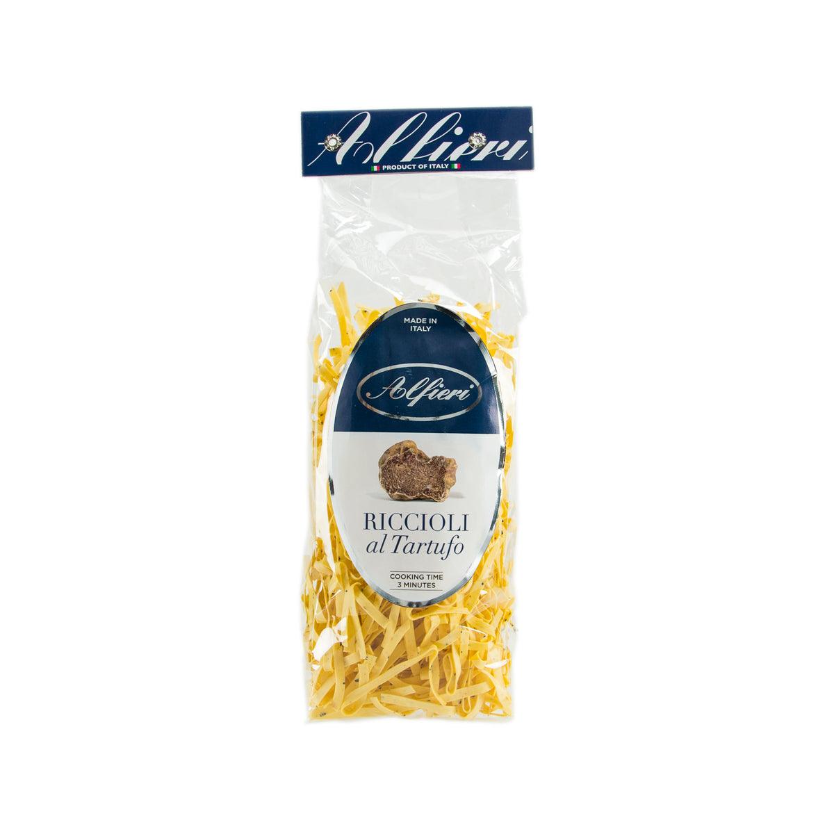 Truffle riccioli pasta in sealed bag with front label, 250g