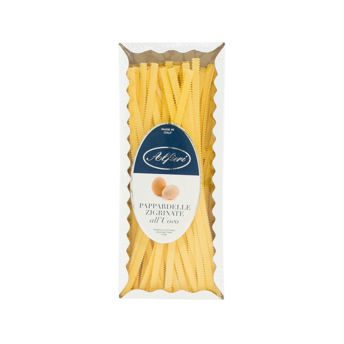 ALFIERI pappardelle zigrinate egg pasta pouch, yellow ridged ribbons, 250 g