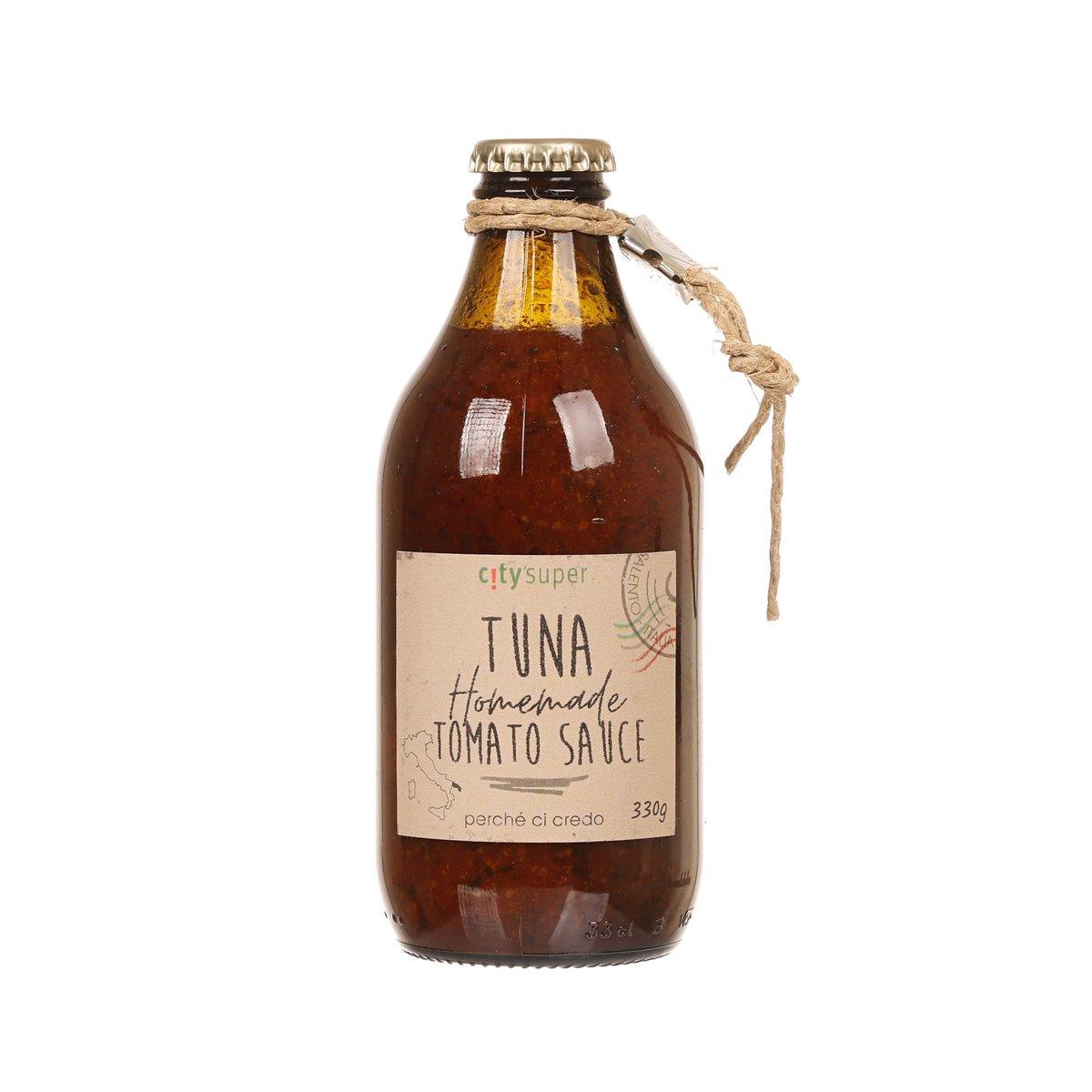 CITYSUPER tuna tomato sauce in glass bottle with cork lid and twine, 330g