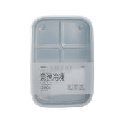 1200 ml square freezing/thawing food container with gray translucent lid