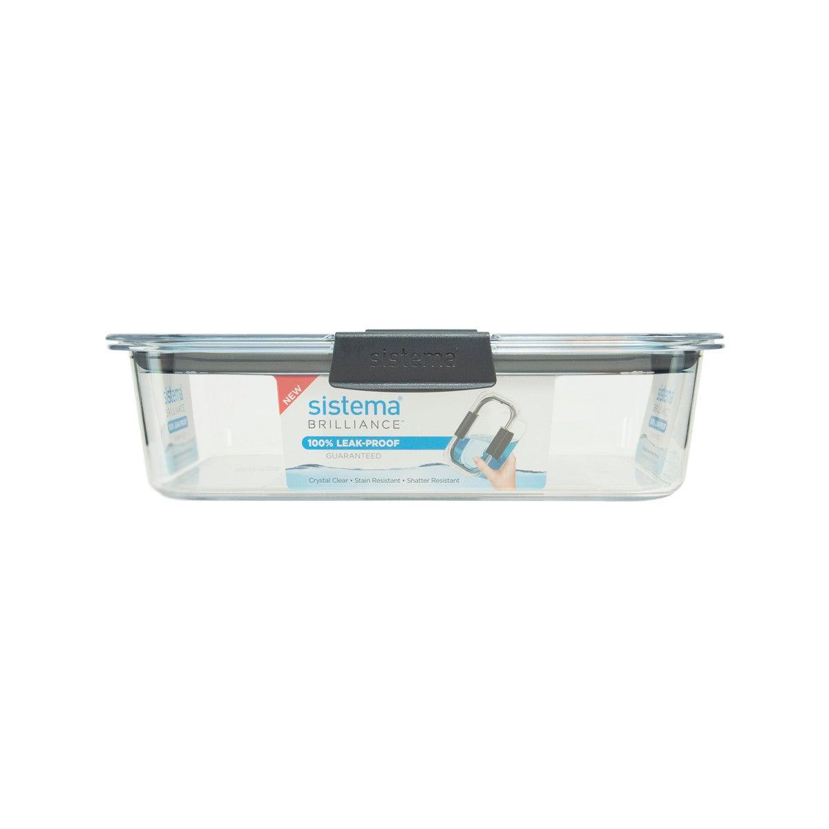 Rectangular 2L food storage container with clear lid, SISTEMA Brilliance brand