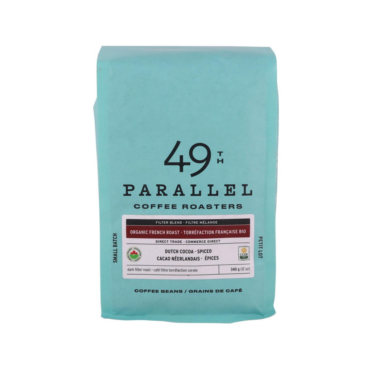49TH PARALLEL organic French roast coffee bean bag, 340g