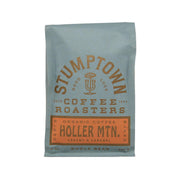 STUMPTOWN organic whole coffee bean bag, gray-blue with Holler Mountain label