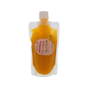 Orange yuzu juice pouch with screw cap, clear stand-up package