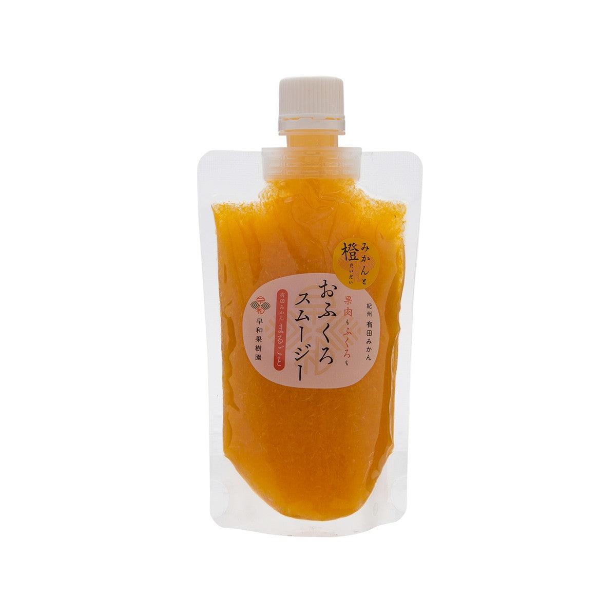 Mikan & orange juice pouch with pulp, front label, squeeze-top cap