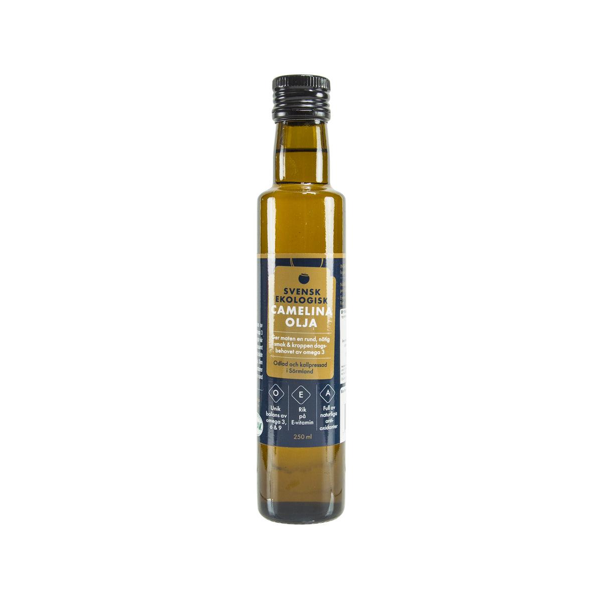 BY RANCH camelina oil bottle, 250 mL amber glass