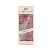 Ruby chocolate bar in retail box, paneled window showing chocolate squares