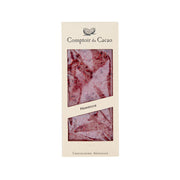 COMPTOIR DU CACAO ruby chocolate bar package with raspberry-themed front window
