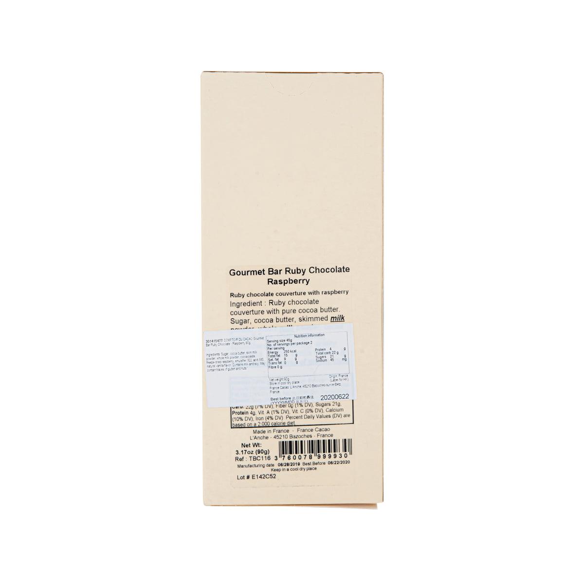 COMPTOIR DU CACAO ruby chocolate bar package back with ingredient and nutrition panel