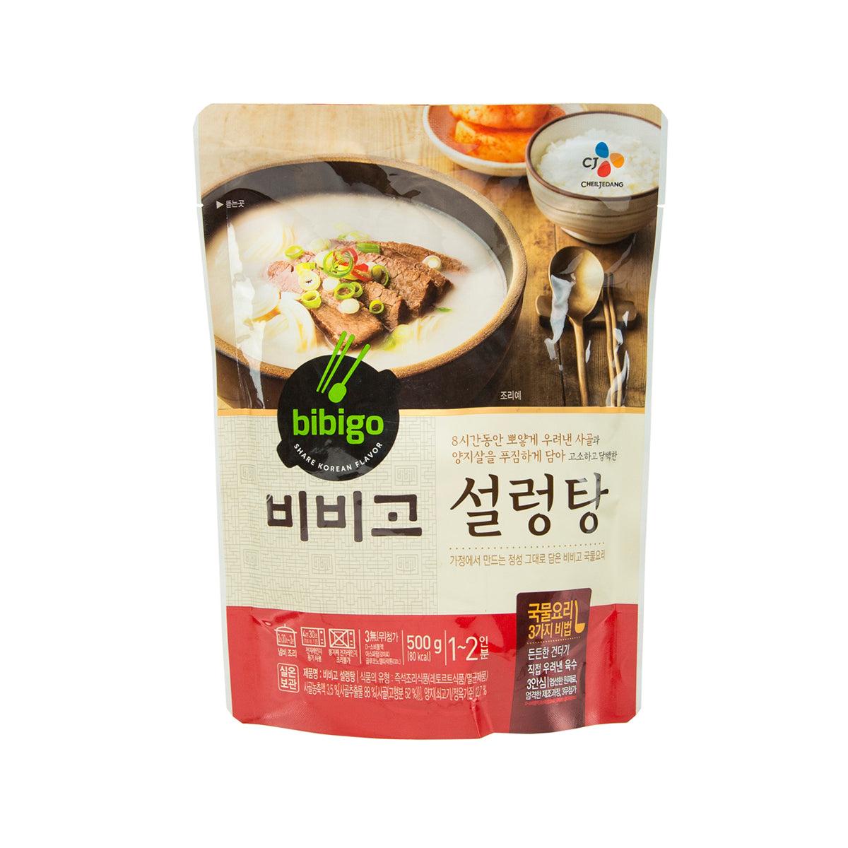 BIBIGO beef bone soup 500g pouch, red and white package with logo