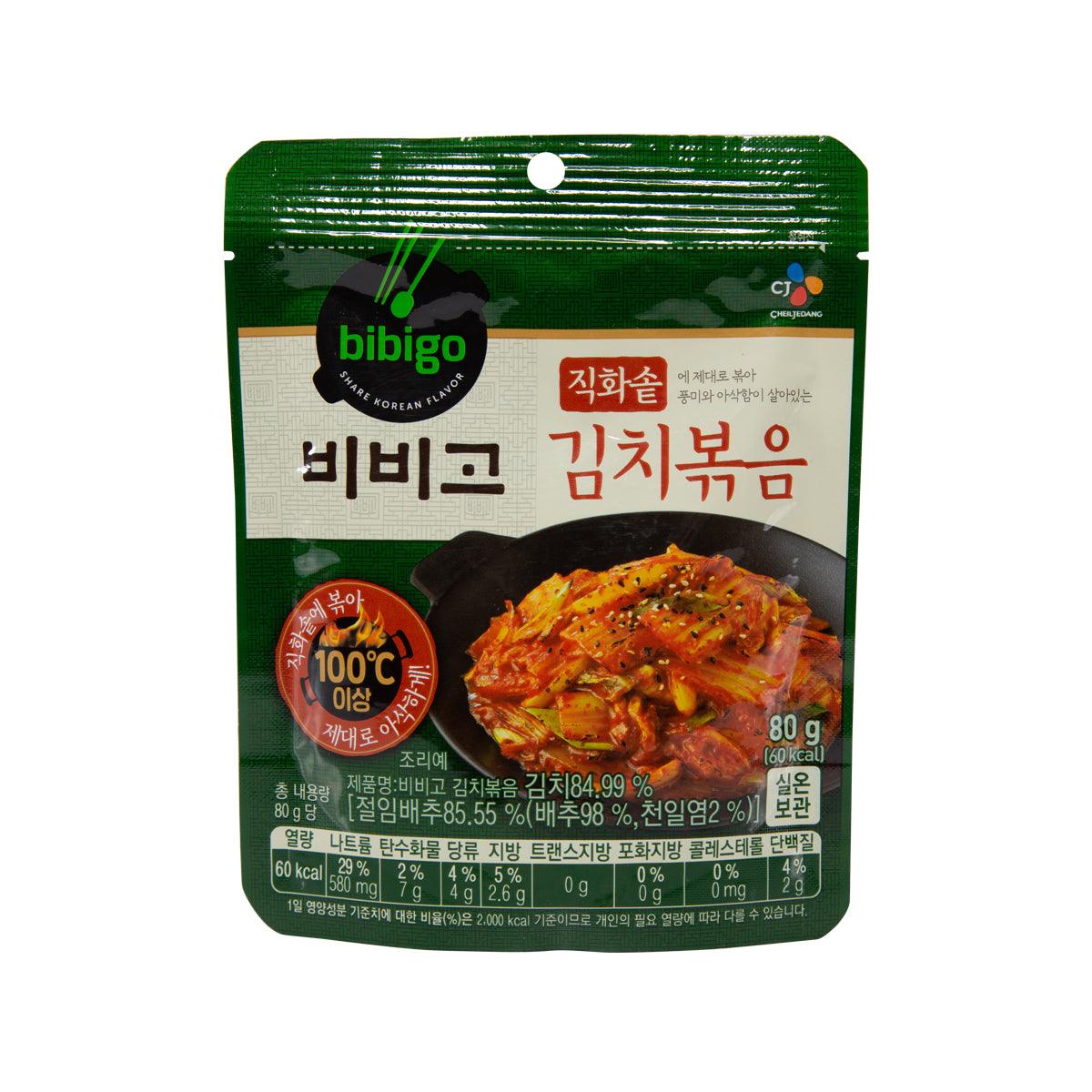 BIBIGO stir-fried kimchi pouch, green front label, 80 g