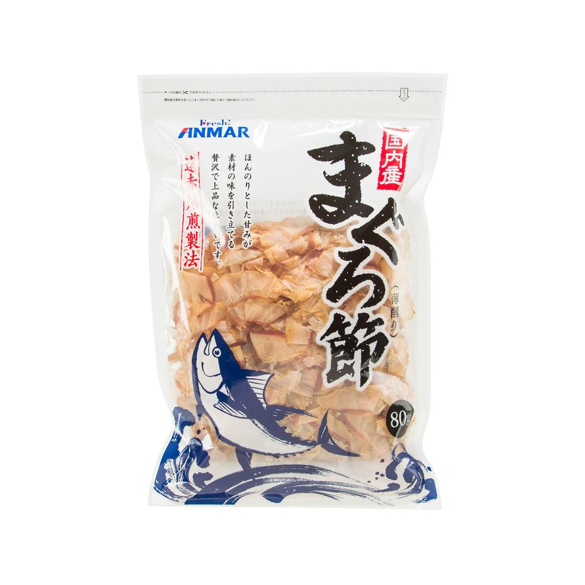 ANMAR dried tuna fish flakes pouch, 80g, clear plastic bag with Japanese label
