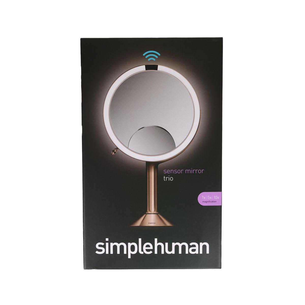 SIMPLEHUMAN sensor mirror trio retail box with illuminated circular mirror graphic