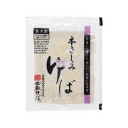 Fresh bean curd skin pouch, white package with purple side band and Japanese text