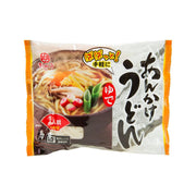 Instant ankake udon noodle soup pack with vegetable toppings and seasoning
