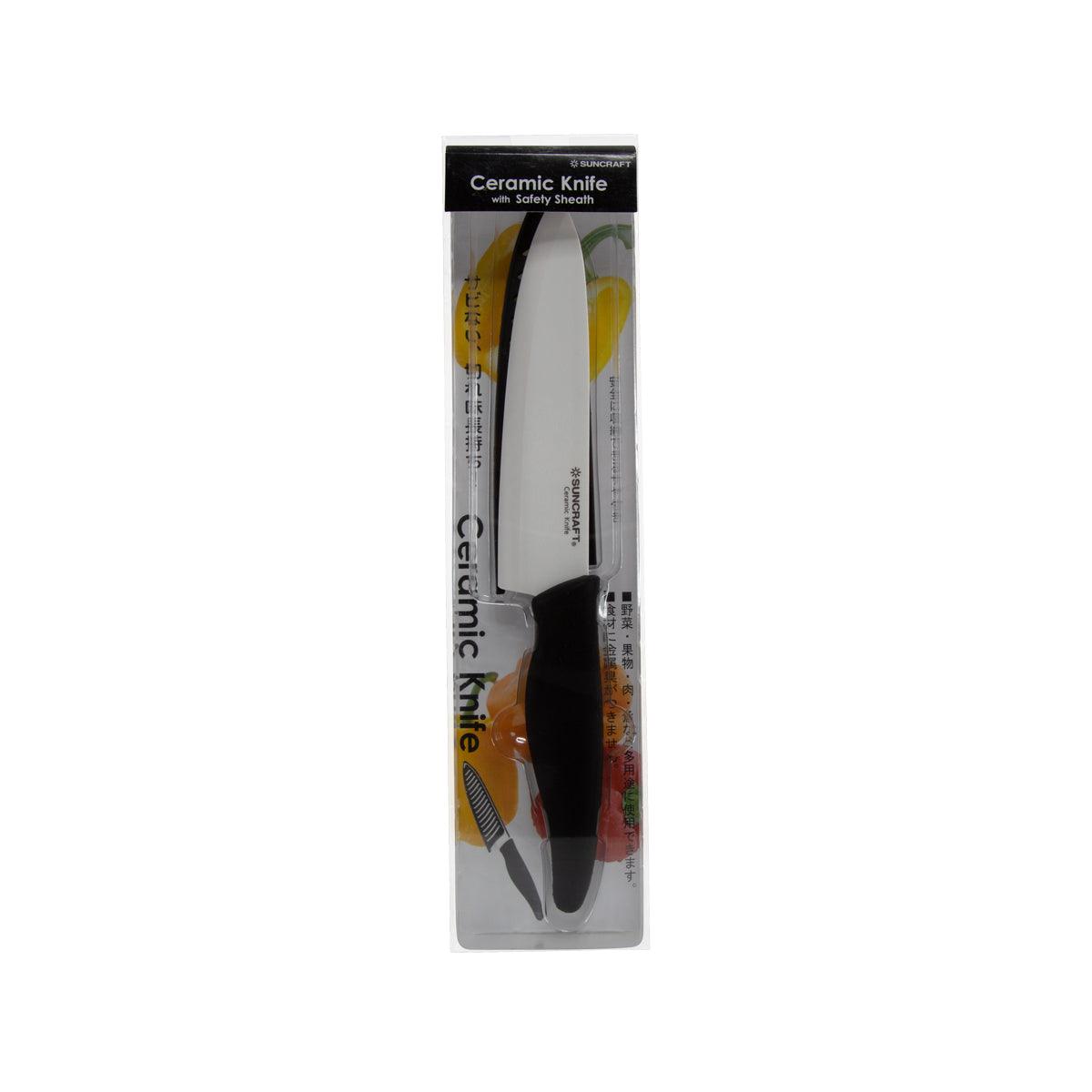 6-inch black ceramic chef knife in clear retail package