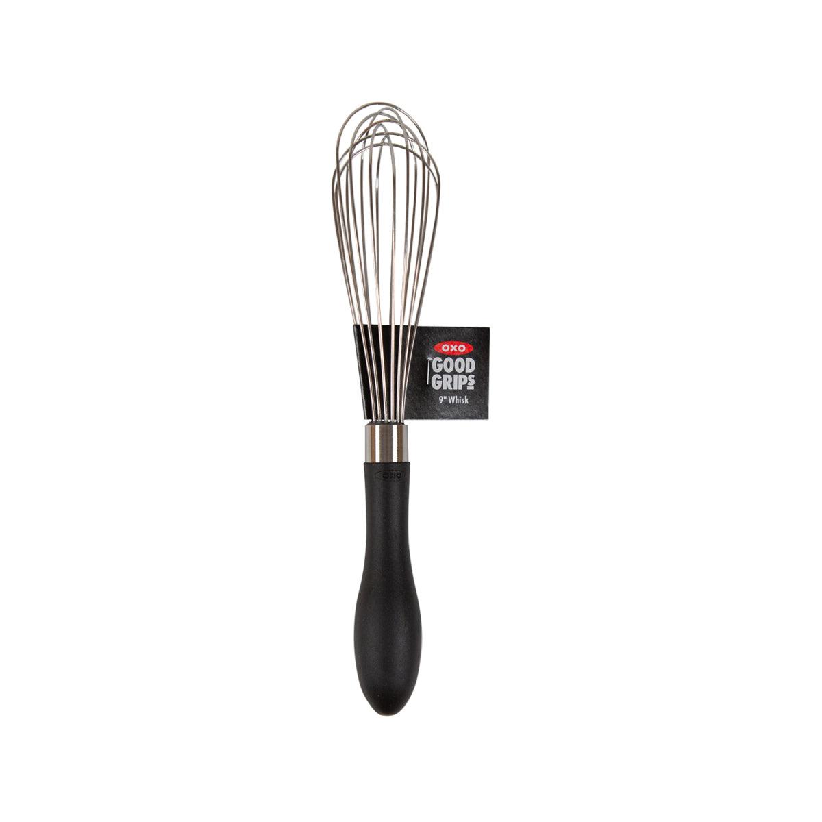 OXO 9-inch whisk with stainless wire and black handle