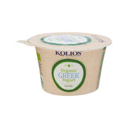 KOLIOS organic Greek yogurt cup, beige container with green label