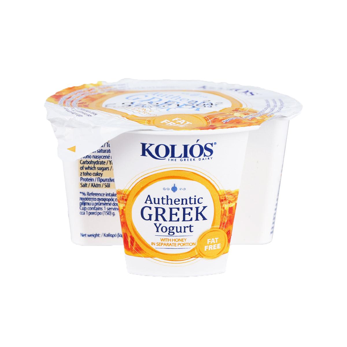 KOLIOS fat-free Authentic Greek yogurt cup with honey, 150g
