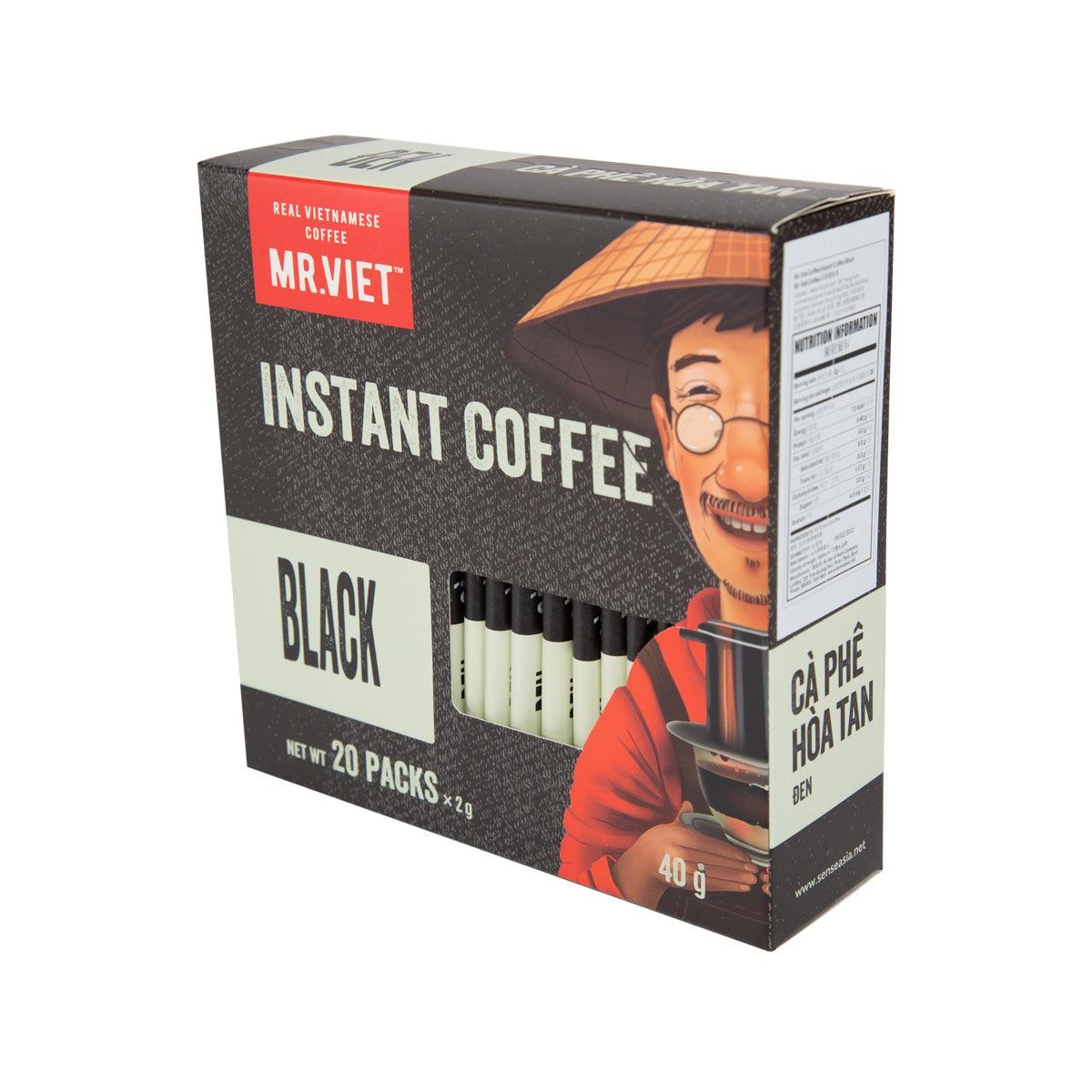 Instant coffee box, black flavor, side view with nutrition panel, 40 g