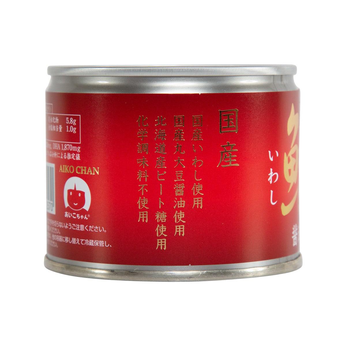 ITOSHOKUHIN sardine in soy sauce can, back label with ingredients and barcode