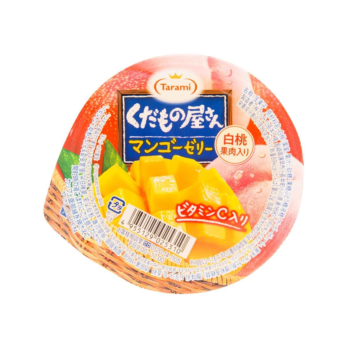 Mango jelly cup with peach pulp, 160g, sealed plastic dish.