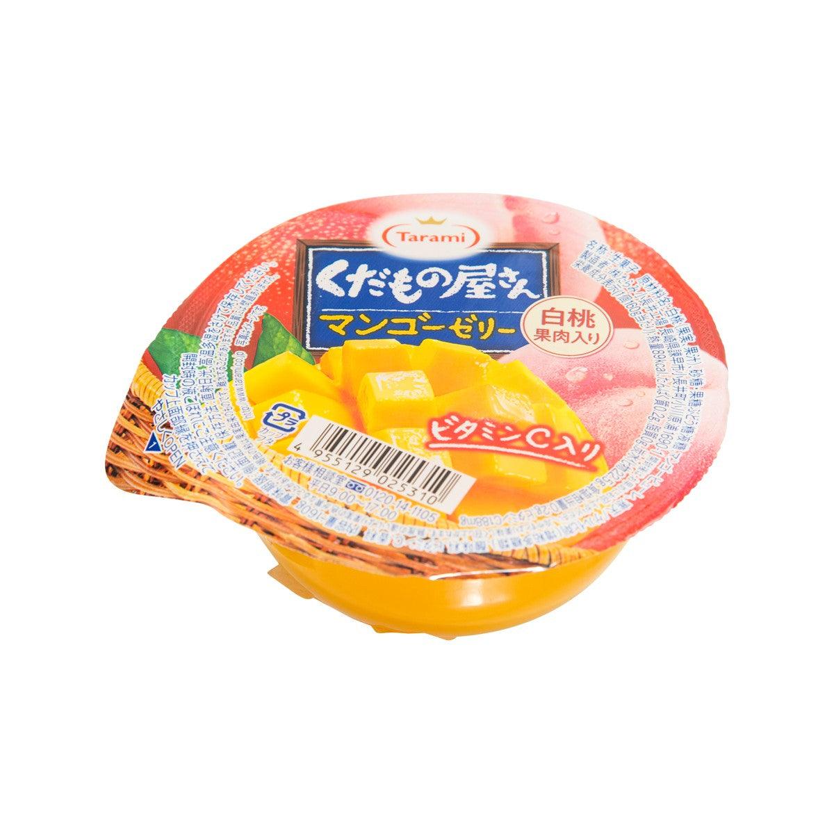 Mango jelly cup with peach pulp, 160g, filled plastic dish with lid.