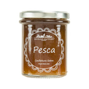 SICILIAN FACTORY peach jam jar, front label with 'Pesca' and extra jam