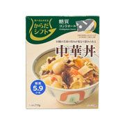 KARADA SHIFT Chinese vegetable rice topping packet, green box with bowl of sauce