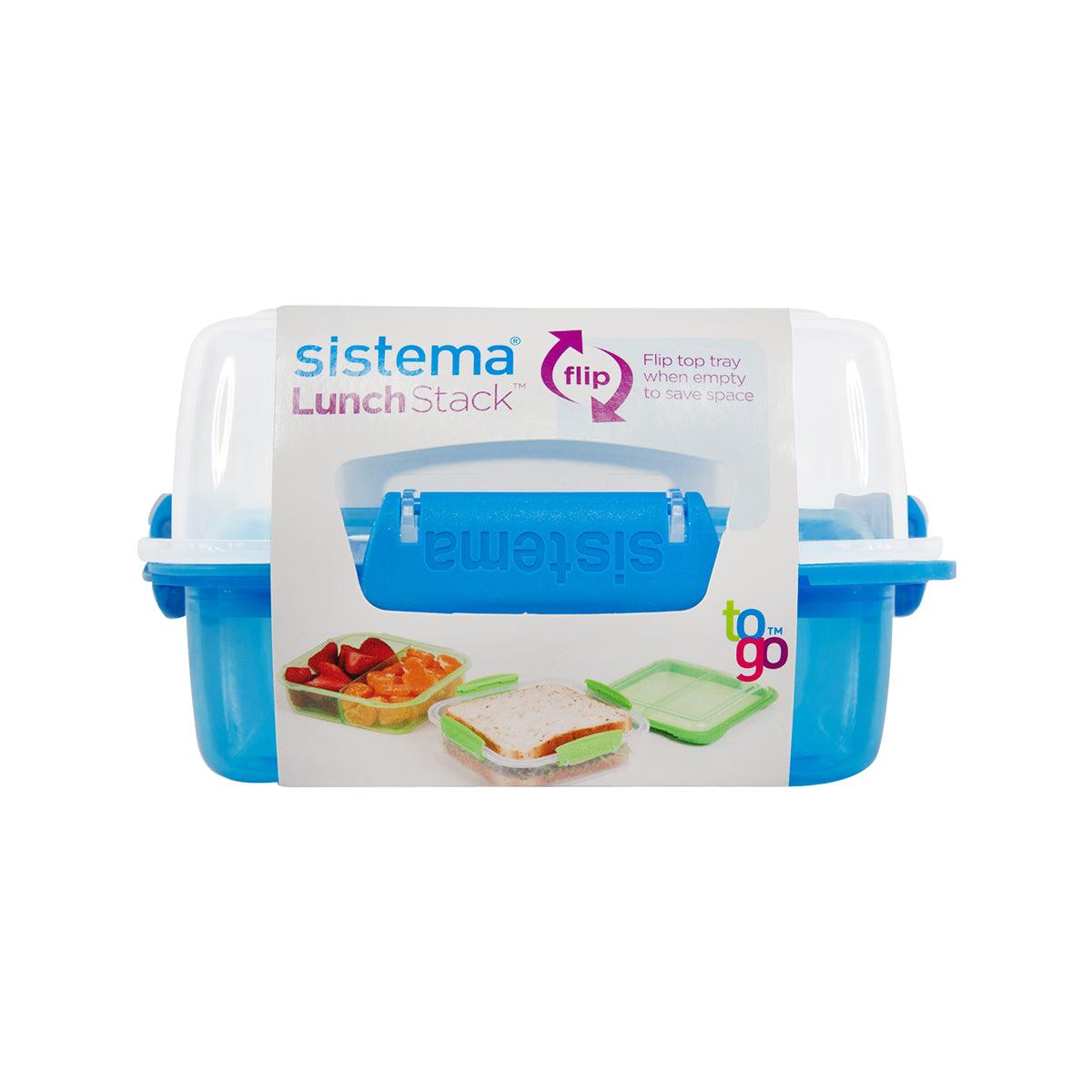 SISTEMA LunchStack square lunch box with clear lid showing inner compartments