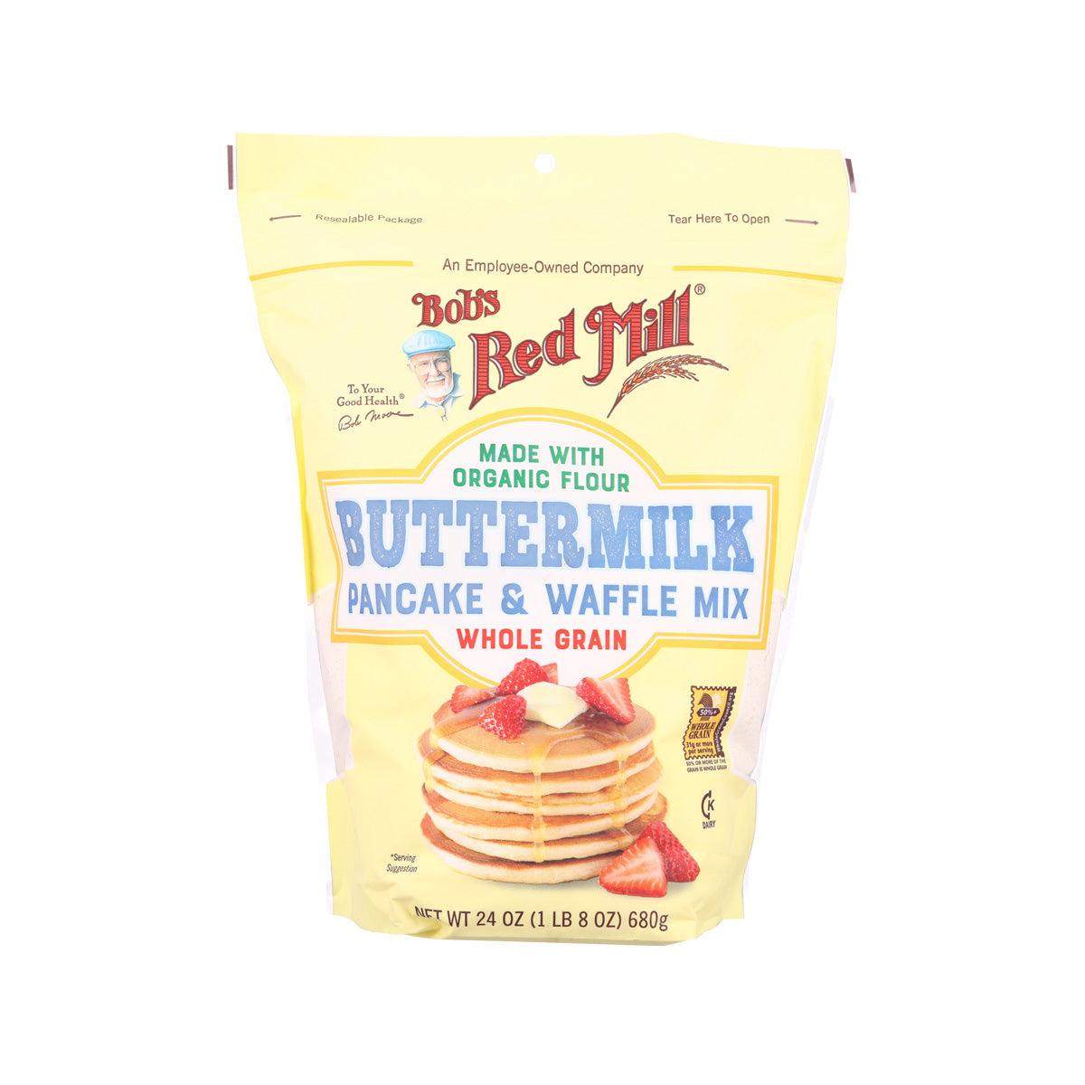Whole grain buttermilk pancake & waffle mix pouch, yellow BOB'S RED MILL bag