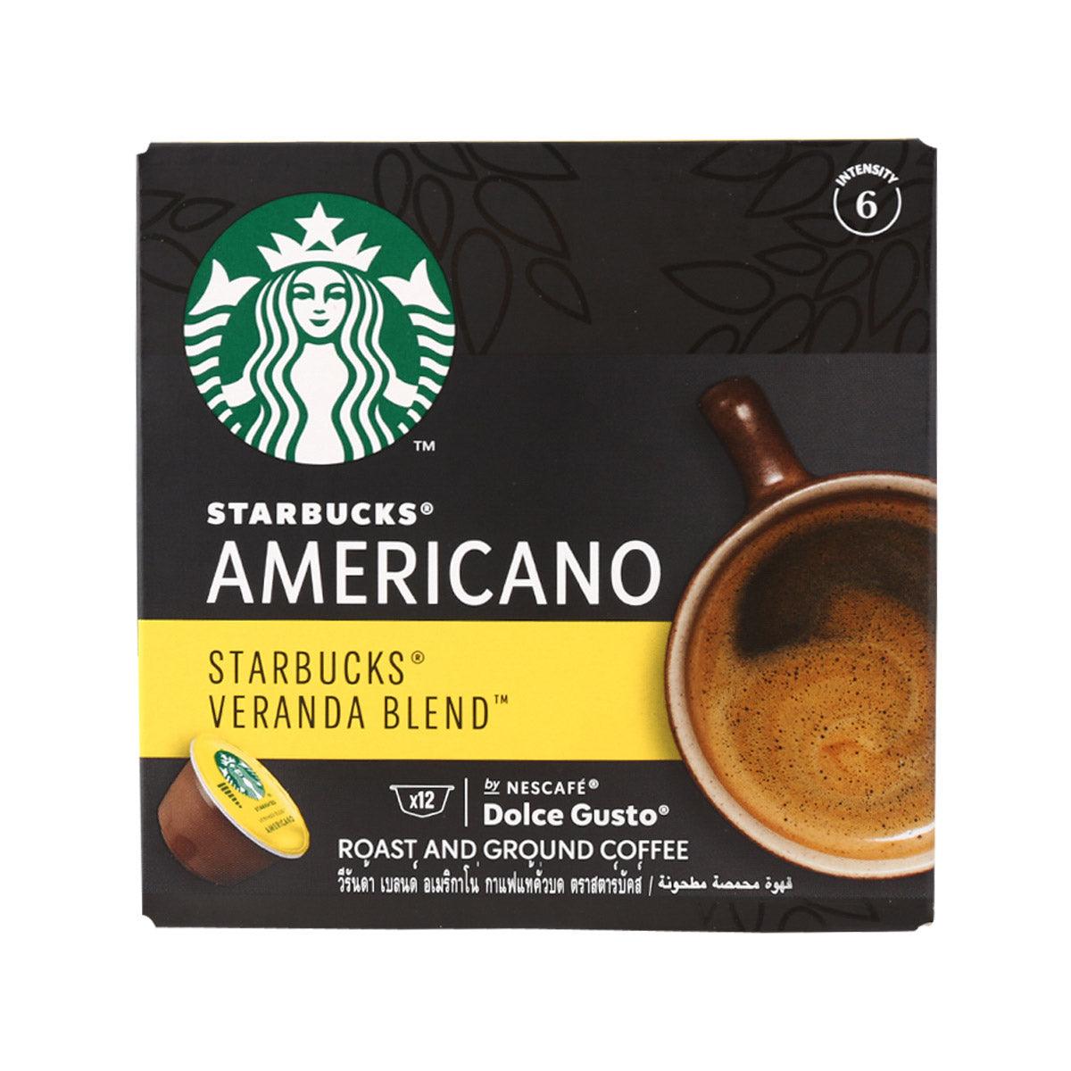 Starbucks Americano Veranda Blend Dolce Gusto coffee capsule box, roast & ground