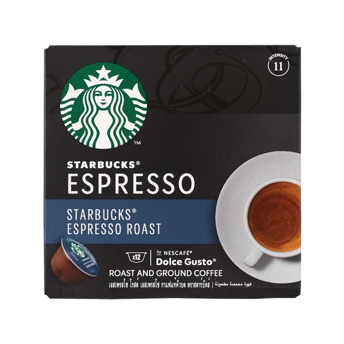 Dark roast espresso coffee capsules pack, Starbucks Espresso Roast, Dolce Gusto compatible