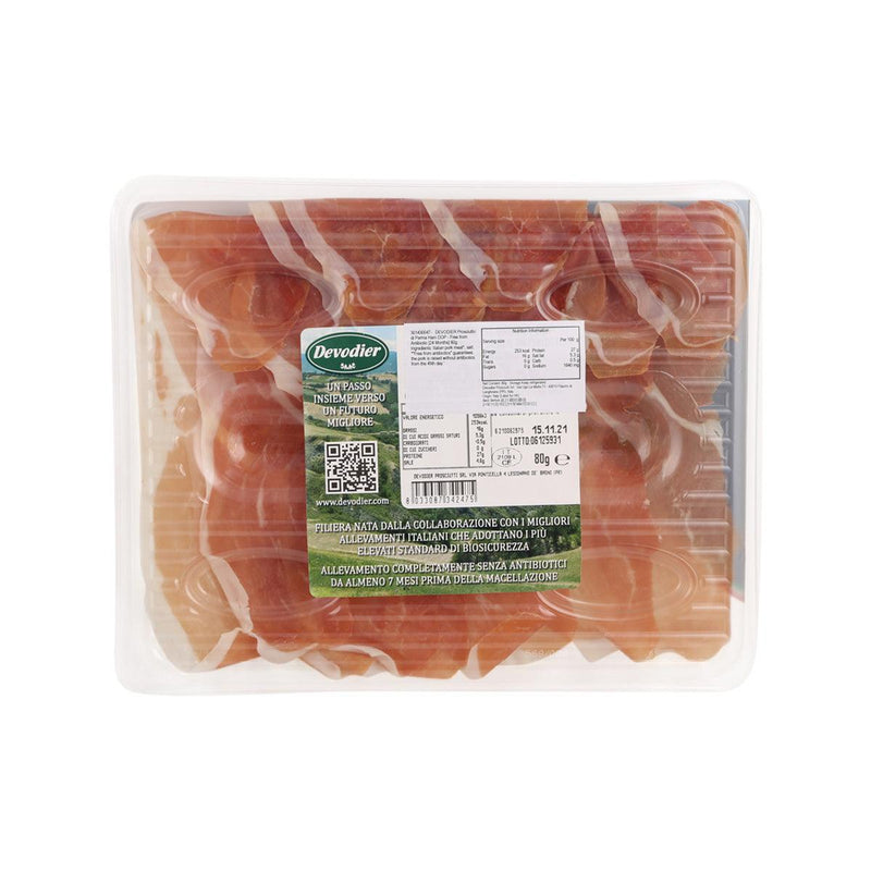 DEVODIER Prosciutto di Parma DOP Ham - Free from Antibiotics [24 Months]  (80g)