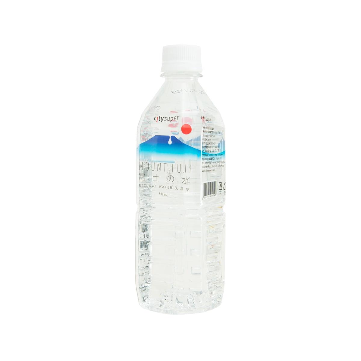 500 mL natural water bottle with side label and barcode.