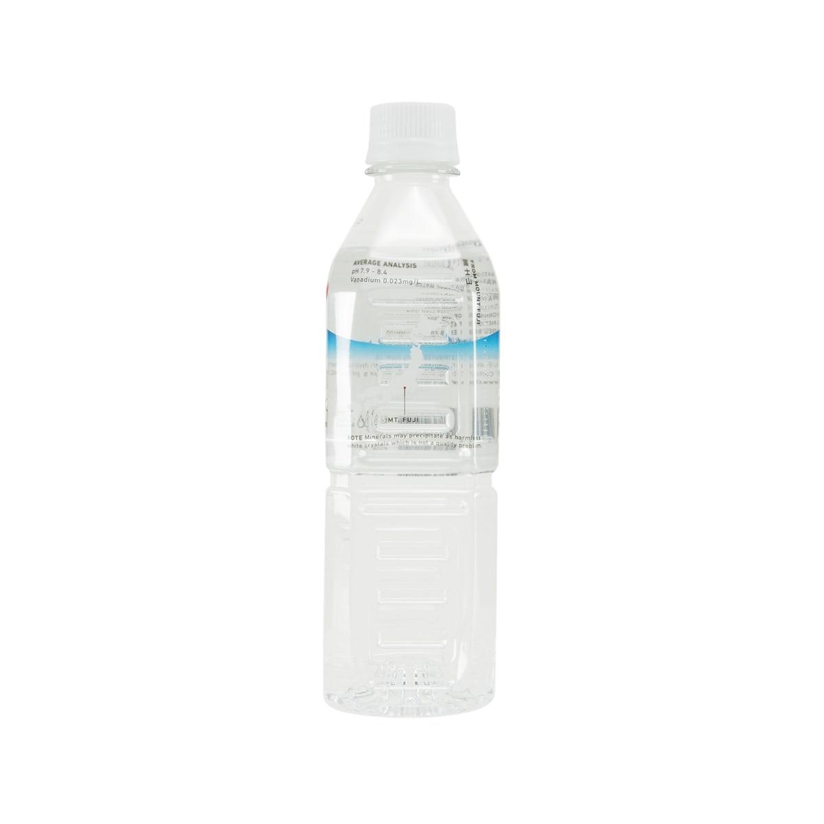 500 mL natural water bottle with back label and screw cap.