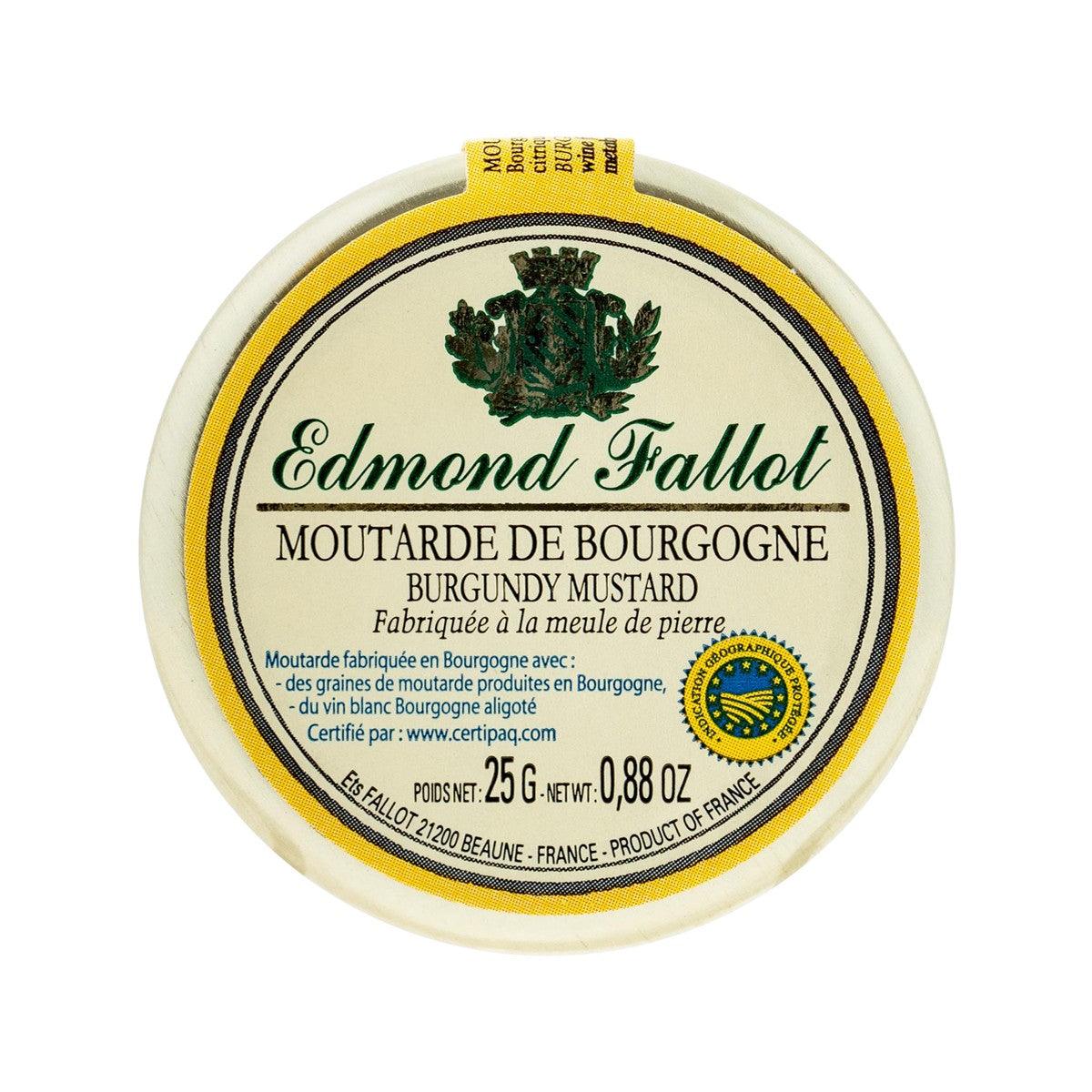 Mustard jar lid with Edmond Fallot Burgundy mustard label, 25g.