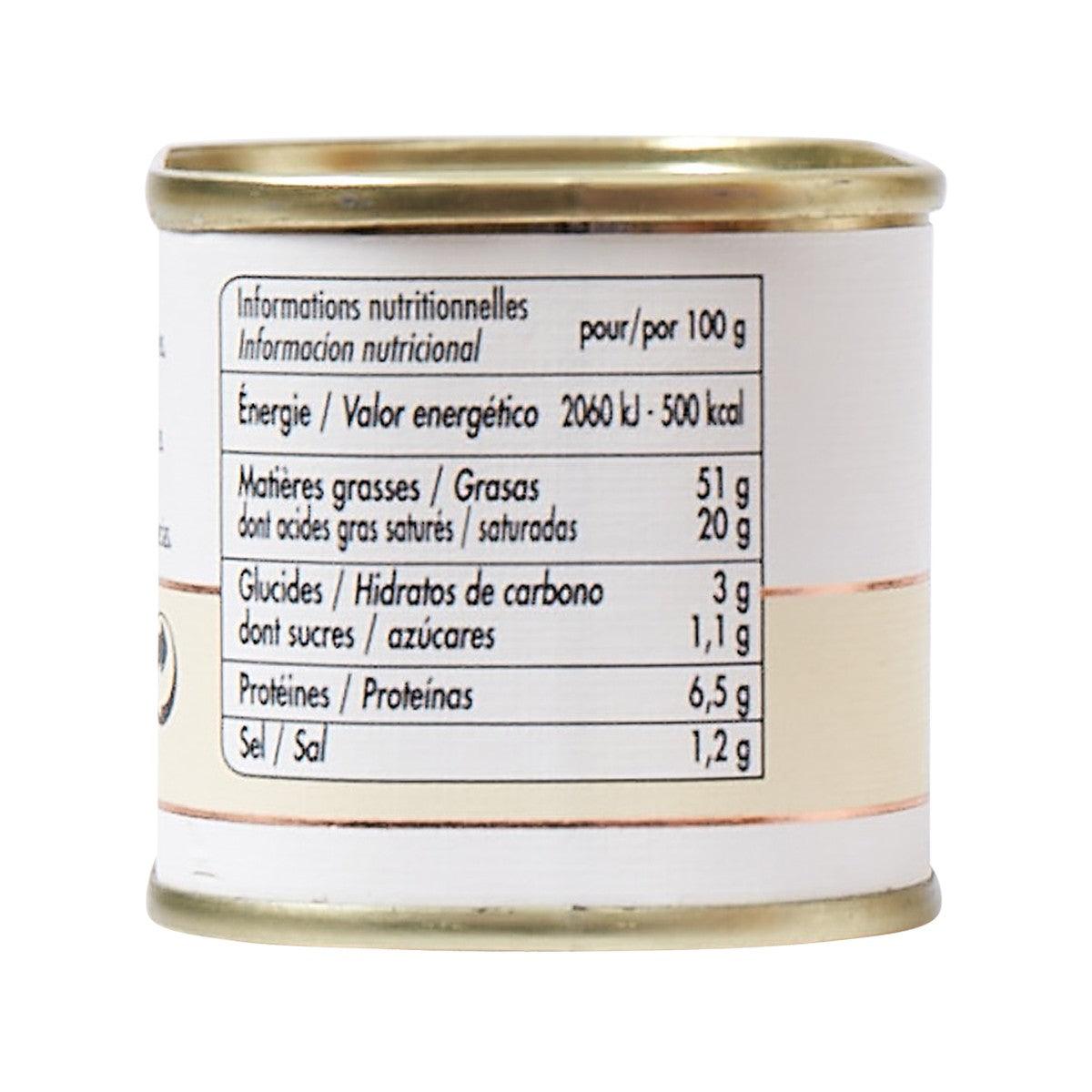 LAFITTE canned foie gras with nutrition label