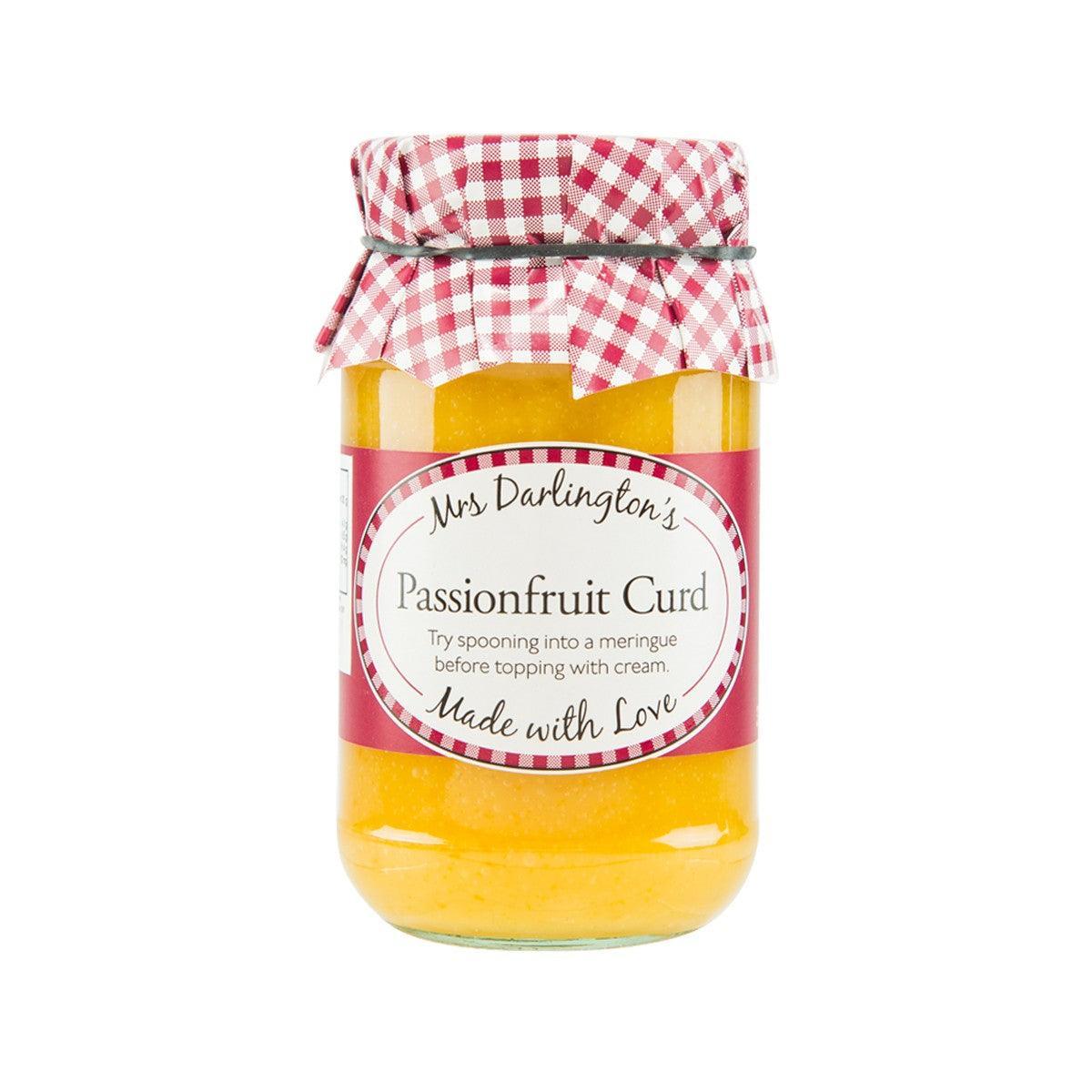 Mrs Darlington's passionfruit curd jar, red gingham lid, 320g