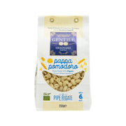 Organic pipe rigate pasta bag, cream and yellow label, 250 g