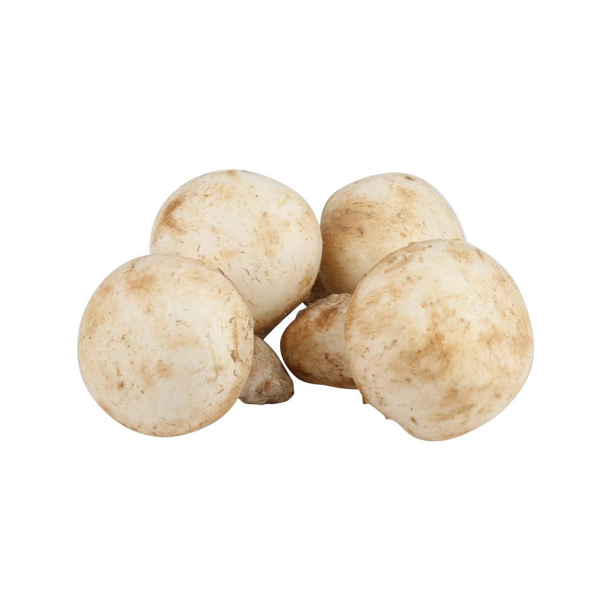 Whole Paris mushrooms, pale white with light brown speckles (500g)