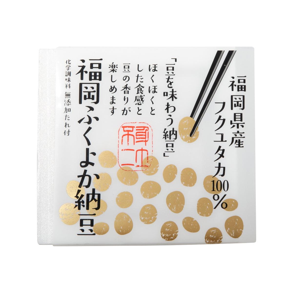 Natto soybeans pouch with gold dot pattern, red stamp, Japanese text, 132 g